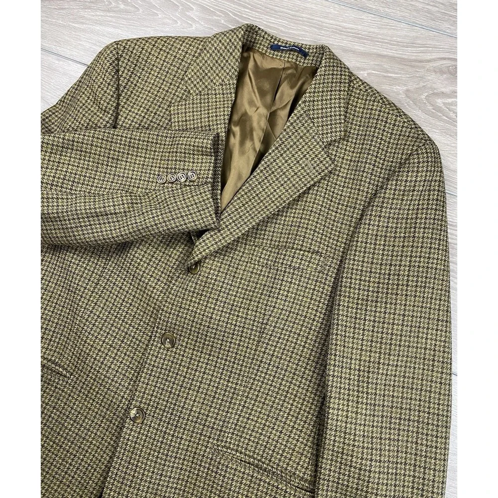 Chaps Ralph Lauren Men's Vtg Wool Herringbone Tweed Sport Coat Blazer Brown 44 R
